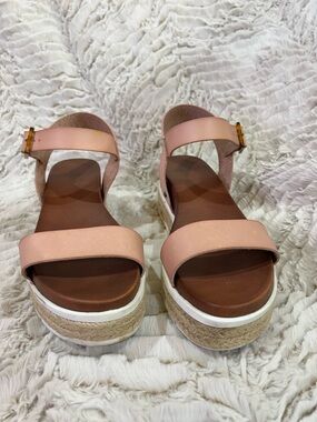 MIA Pink Platform Espadrille Sandals with Ankle Buckle